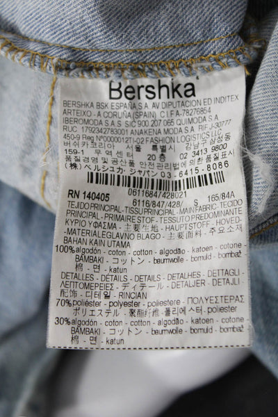 Bershka Womens Light Blue Cotton Collared Long Sleeve Jacket Size XS