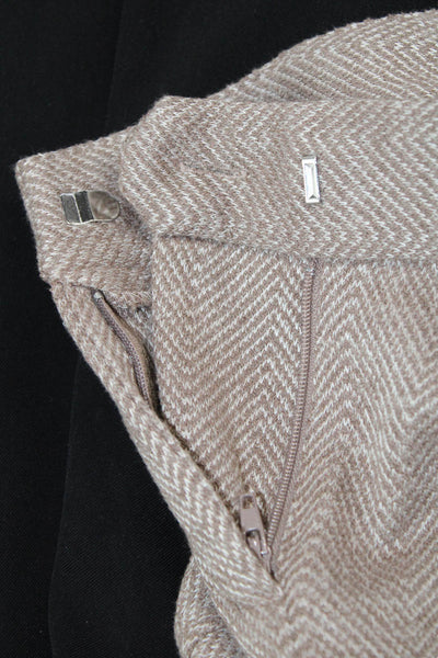 Amanda + Chelsea Womens Dress Pants Beige Herringbone Hook Eye 28in Size 2
