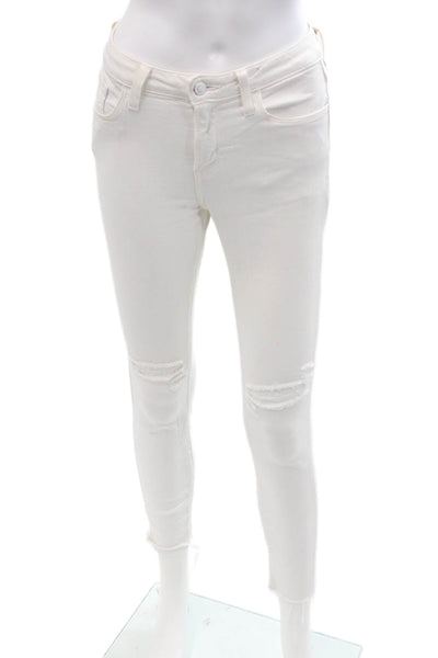 Just Black Womens Ankle Skinny Jeans White Button Fly Size 26