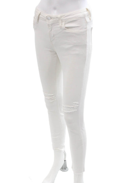 Just Black Womens Ankle Skinny Jeans White Button Fly Size 26