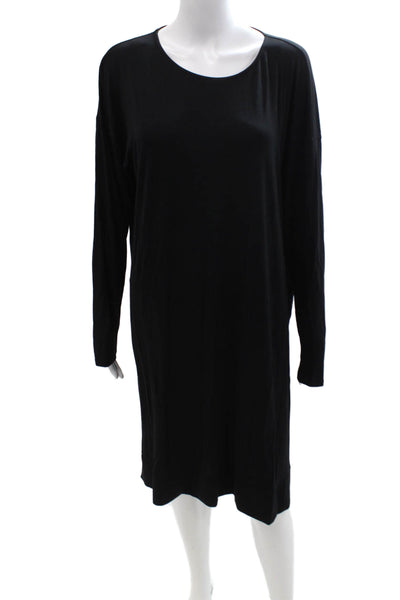 Eileen Fisher Women Shift Dress Black Long Sleeve Size M