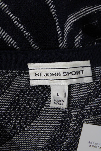 St. John Sport Womens Dark Blue Graphic Art Tank Wool Rayon Sleeveless Size L