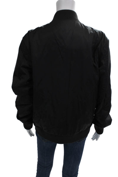 Velvet Unisex Bomber Jacket Black Snap Closure 100% Nylon Long Sleeve Size M
