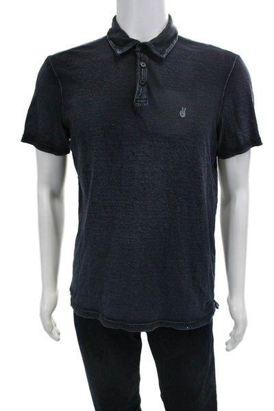 John Varvatos Mens Polo Collared Short Sleeve Dark Blue Cotton Size M