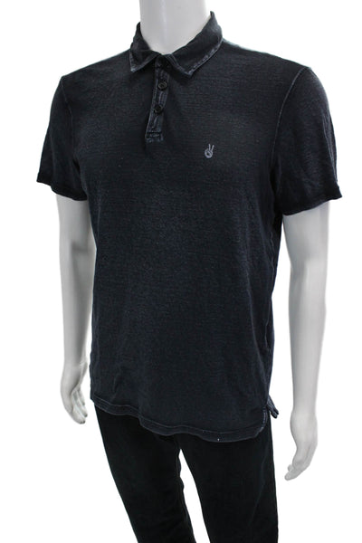 John Varvatos Mens Polo Collared Short Sleeve Dark Blue Cotton Size M