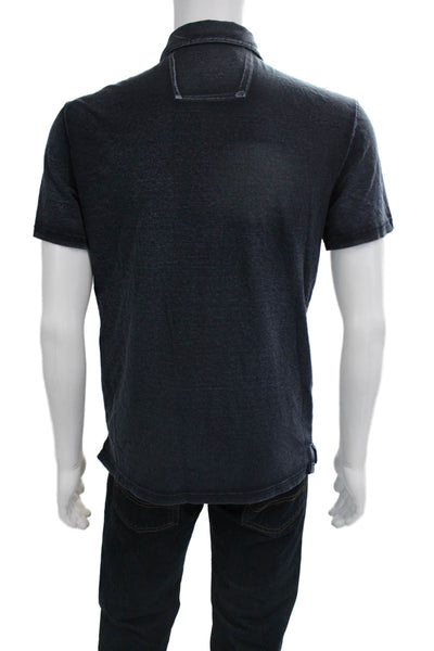 John Varvatos Mens Polo Collared Short Sleeve Dark Blue Cotton Size M