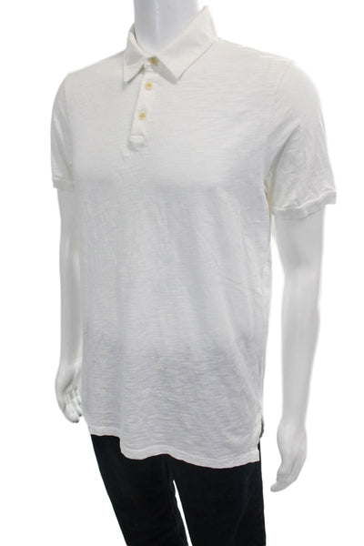 Velvet Mens Point Polo Collared Short Sleeve White 100% Cotton Size S
