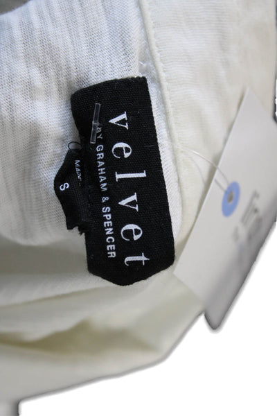 Velvet Mens Point Polo Collared Short Sleeve White 100% Cotton Size S