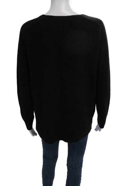 Vince Women Pullover Sweater Black Yak Wool Round Neck Long Sleeve Size S