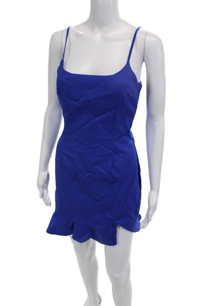 Superdown Women Slip Mini Dress Blue Square Neck Sleeveless Size M