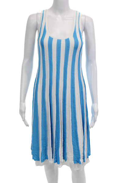 Trina Turk Women Blue Striped Tank Dress Sleeveless Rayon Size XS