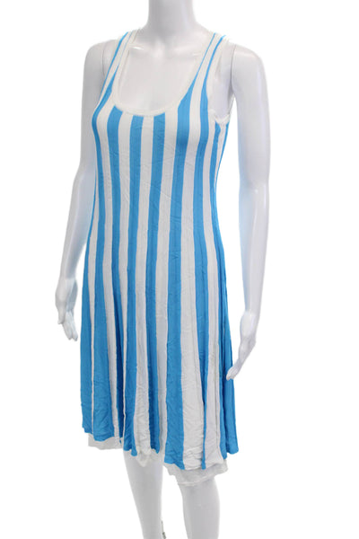 Trina Turk Women Blue Striped Tank Dress Sleeveless Rayon Size XS