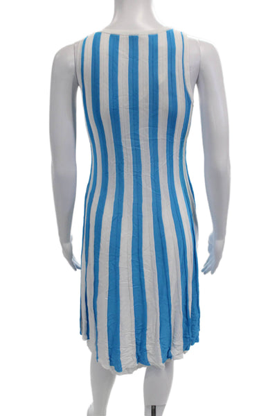 Trina Turk Women Blue Striped Tank Dress Sleeveless Rayon Size XS