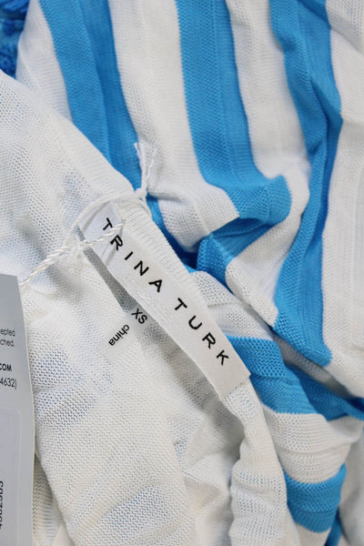Trina Turk Women Blue Striped Tank Dress Sleeveless Rayon Size XS