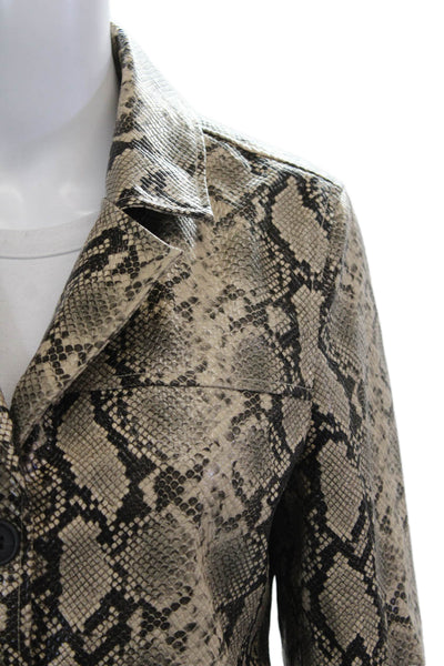 Blank NYC Womens Beige Animal Print Collared Button Coat Long Sleeve Size S