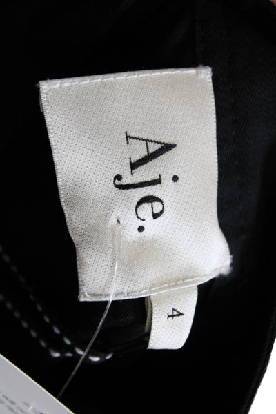 Aje Womens Black High Neck Long Sleeve Button-Up Cotton Blouse Size 4