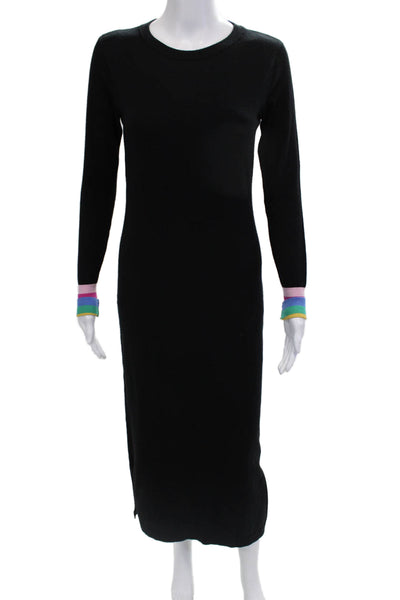 Sugarhill Brighton Women Black Maxi Sweater Dress Long Sleeve Crew Neck Size 4