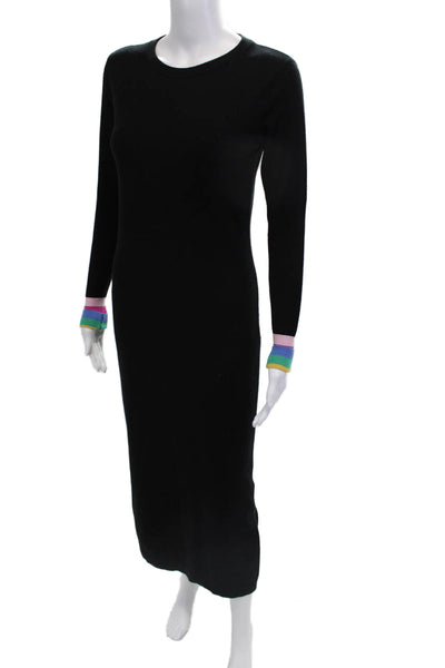 Sugarhill Brighton Women Black Maxi Sweater Dress Long Sleeve Crew Neck Size 4