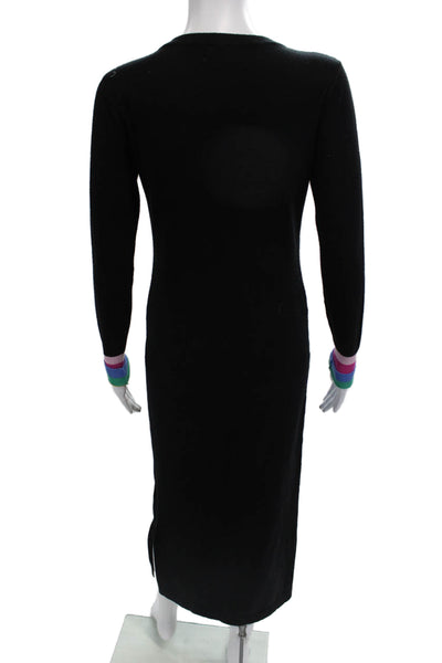 Sugarhill Brighton Women Black Maxi Sweater Dress Long Sleeve Crew Neck Size 4