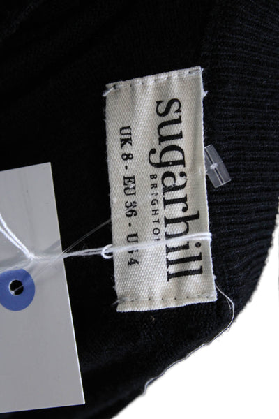 Sugarhill Brighton Women Black Maxi Sweater Dress Long Sleeve Crew Neck Size 4