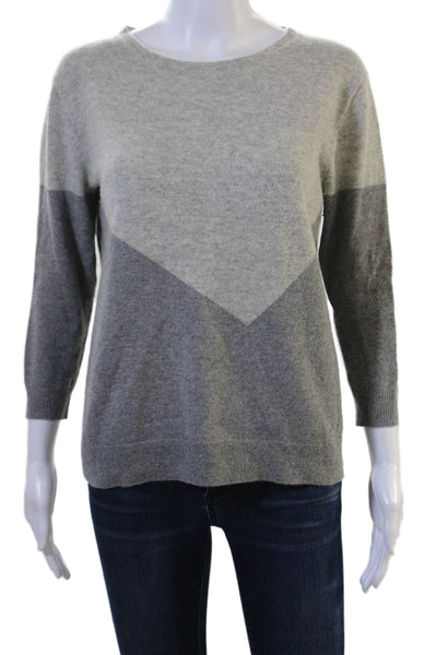 J Crew Collection Womens Cashmere Cardigan Gray Geometric 3/4 Sleeve Size XS