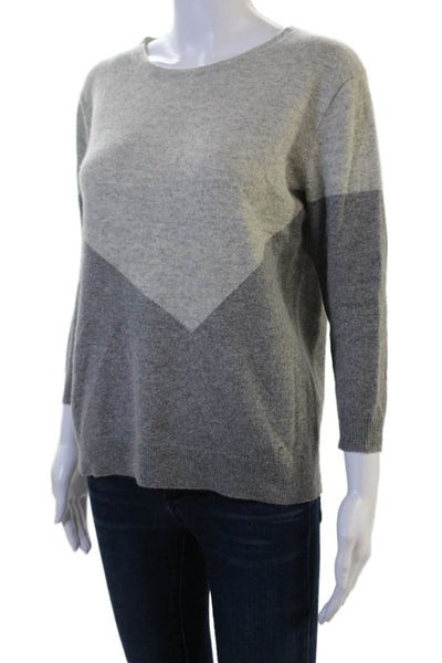 J Crew Collection Womens Cashmere Cardigan Gray Geometric 3/4 Sleeve Size XS