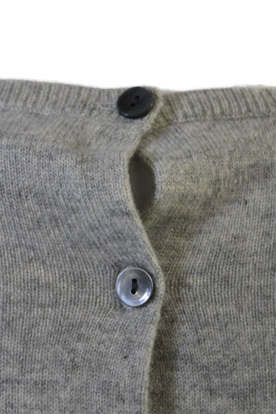 J Crew Collection Womens Cashmere Cardigan Gray Geometric 3/4 Sleeve Size XS