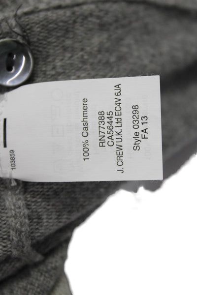 J Crew Collection Womens Cashmere Cardigan Gray Geometric 3/4 Sleeve Size XS