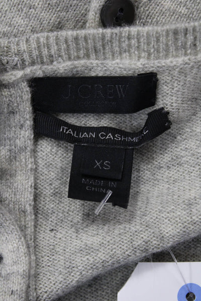 J Crew Collection Womens Cashmere Cardigan Gray Geometric 3/4 Sleeve Size XS