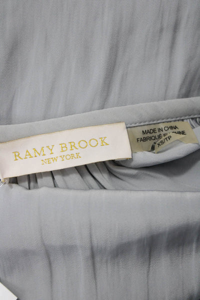 Ramy Brook Womens Boho Gray Petite Tunic Long Sleeve Polyester Size XS