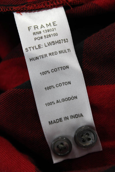 Frame Women Button-Up Red Plaid Collared 100% Cotton Long Sleeve 90s Size M