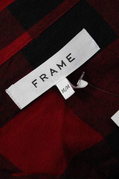 Frame Women Button-Up Red Plaid Collared 100% Cotton Long Sleeve 90s Size M