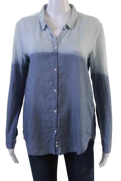 The Kooples Womens Blue Cotton Collared Basic Button-Up Long Sleeve Size M