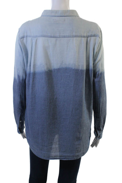 The Kooples Womens Blue Cotton Collared Basic Button-Up Long Sleeve Size M