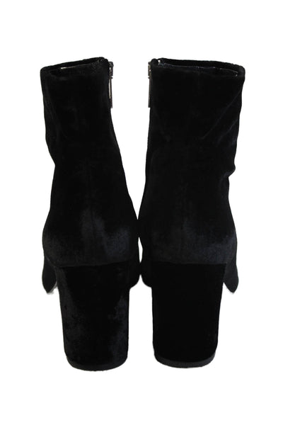 Morobe Womens Side Zip Block Heel Cap Toe Velvet Booties Black Size 39