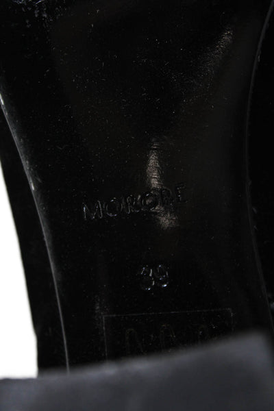 Morobe Womens Side Zip Block Heel Cap Toe Velvet Booties Black Size 39