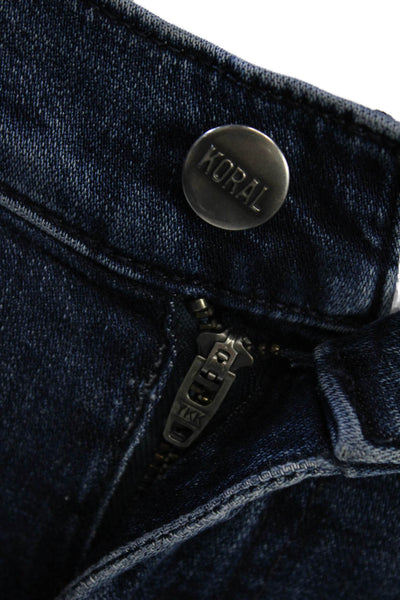 Koral Womens Ankle Skinny Jeans Dark Blue Mid Rise Button 98% Cotton Size 25