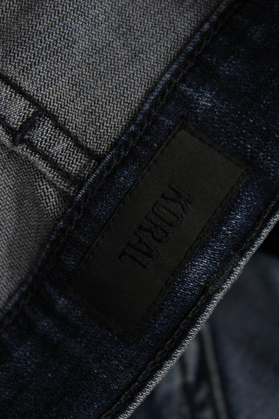 Koral Womens Ankle Skinny Jeans Dark Blue Mid Rise Button 98% Cotton Size 25