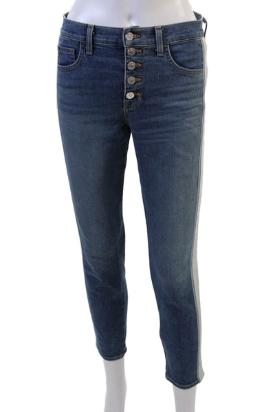 Veronica Beard Womens Ankle Skinny Cropped Jeans Dark Blue High Rise Size 26