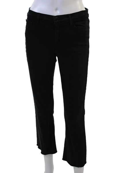 J Brand Women Cropped Ankle Black Jeans Mid Rise Button Fly 25 Inseam Size 26