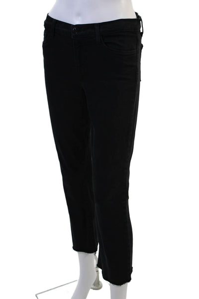 J Brand Women Cropped Ankle Black Jeans Mid Rise Button Fly 25 Inseam Size 26