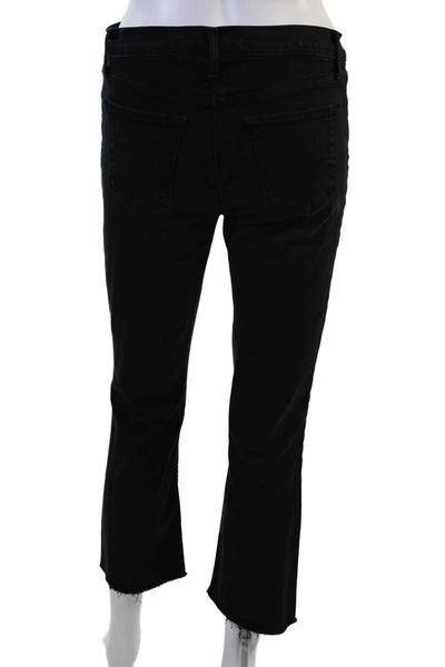 J Brand Women Cropped Ankle Black Jeans Mid Rise Button Fly 25 Inseam Size 26