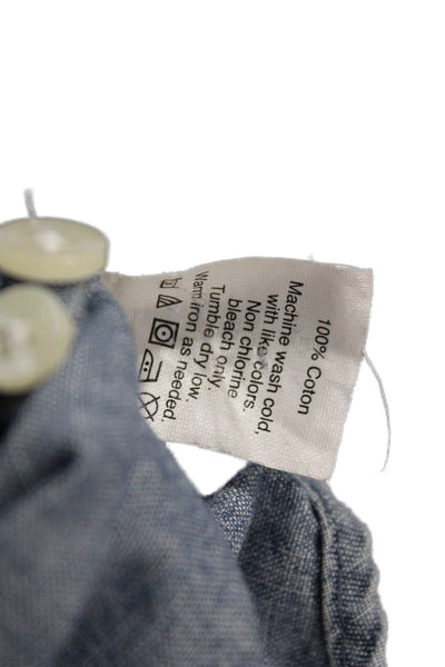 J Crew Women Light Blue Collared Basic Button-Up Cotton Long Sleeve Size 2XS