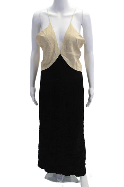 Toteme Women Slip Maxi Dress Beige V Neck Sleeveless 100% Viscose Size 36
