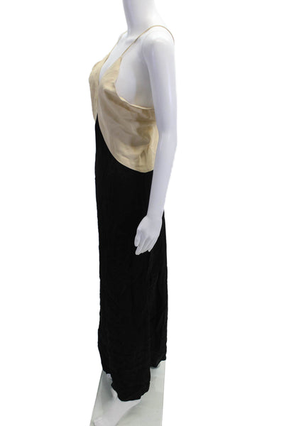 Toteme Women Slip Maxi Dress Beige V Neck Sleeveless 100% Viscose Size 36