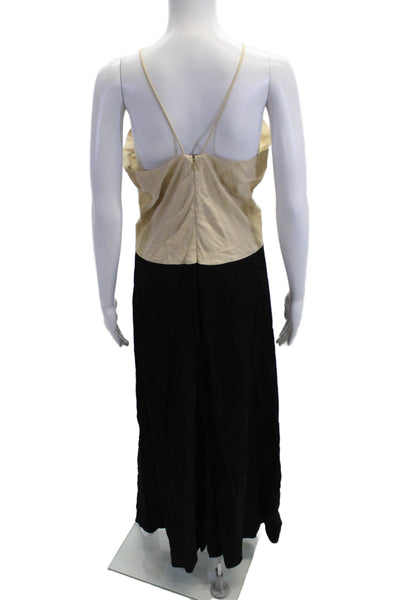Toteme Women Slip Maxi Dress Beige V Neck Sleeveless 100% Viscose Size 36