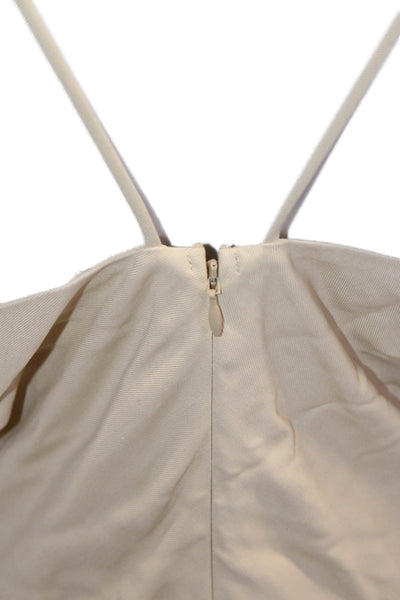 Toteme Women Slip Maxi Dress Beige V Neck Sleeveless 100% Viscose Size 36