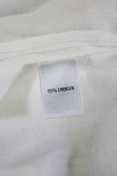 Lafayette 148 New York Women White Linen V-Neck 3/4 Sleeve Sweater Size S