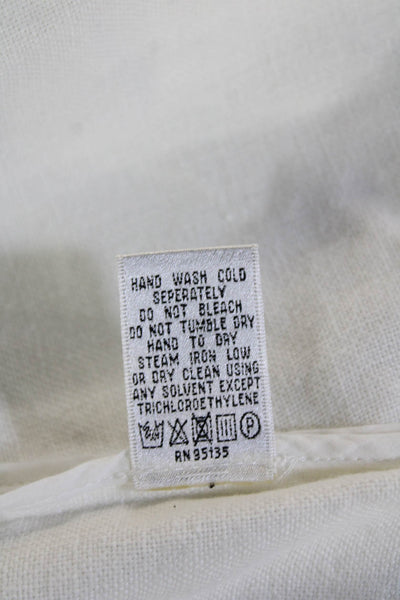 Lafayette 148 New York Women White Linen V-Neck 3/4 Sleeve Sweater Size S