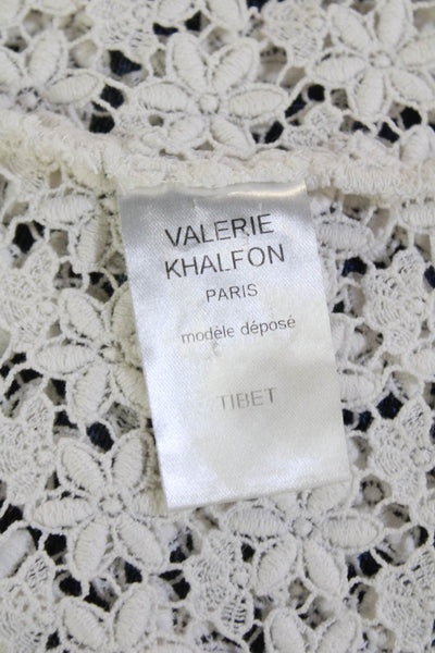 Valerie Khalfon Women Bohemian Floral Cotton Tunic White Sleeveless Size 40